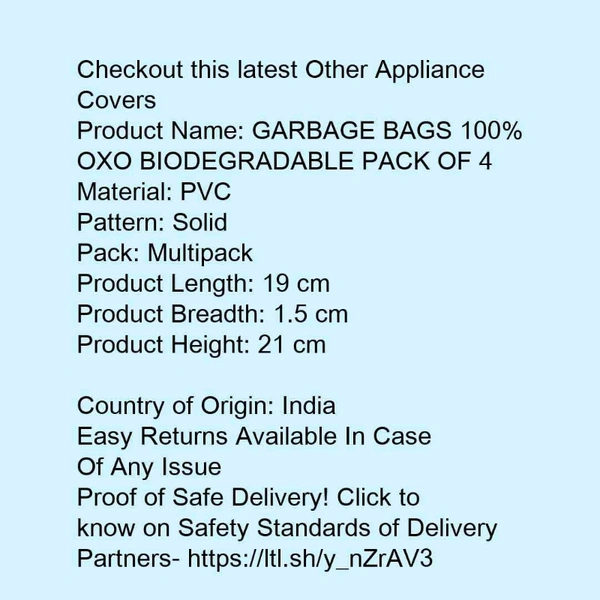GARBAGE BAGS 100% OXO BIODEGRADABLE PACK OF 4