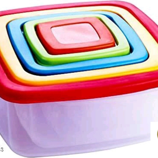 Polypropylene transparent Container Set of 5Pcs Box Pack (Square) 125,350, 800,1500,2500ml with Lid 