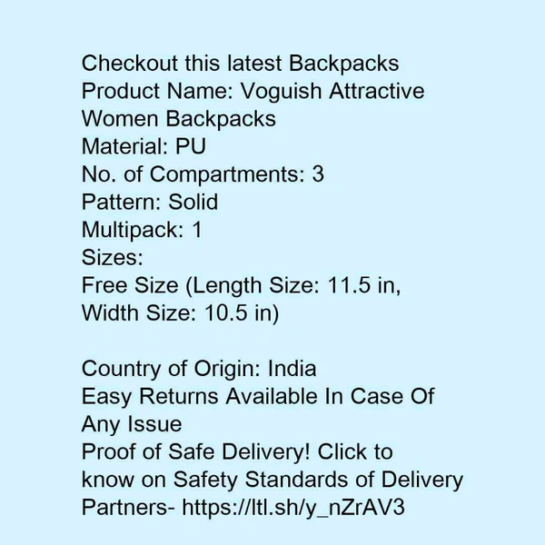 Voguish Attractive Women Backpacks