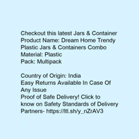 Checkout this latest Jars & Container  Dream Home Trendy Plastic Jars & Containers Combo