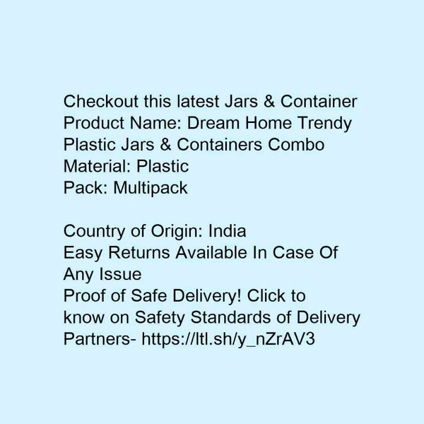 Checkout this latest Jars & Container  Dream Home Trendy Plastic Jars & Containers Combo