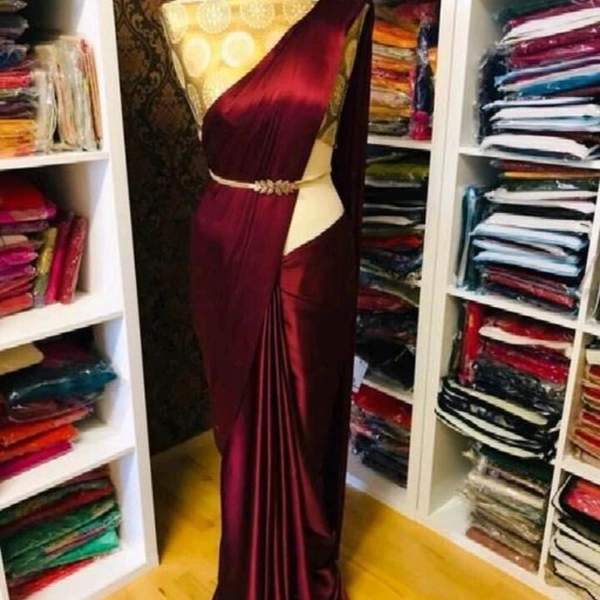 Aakarsha Solid Belt Satin Sarees Beautiful Colors