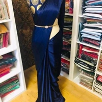 Aakarsha Solid Belt Satin Sarees Beautiful Colors