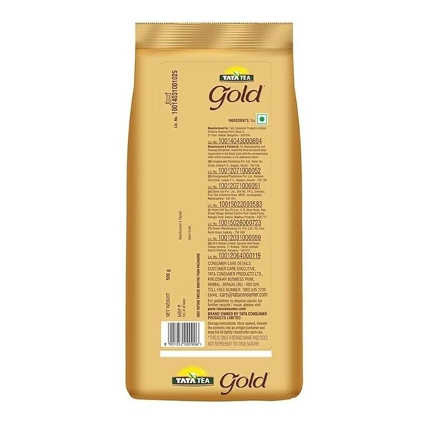 TATA Tea Gold 500 gram, Premium Assam teas with Gently Rolled Aromatic Long Leaves, Rich & Aromatic Chai, Black Tea - 500gm