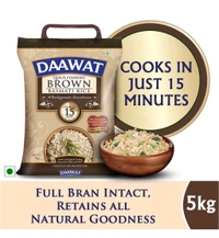Daawat Brown, Cooks in 15-minute, Full Bran Intact, Fibre-Rich Basmati Rice, 5 Kg