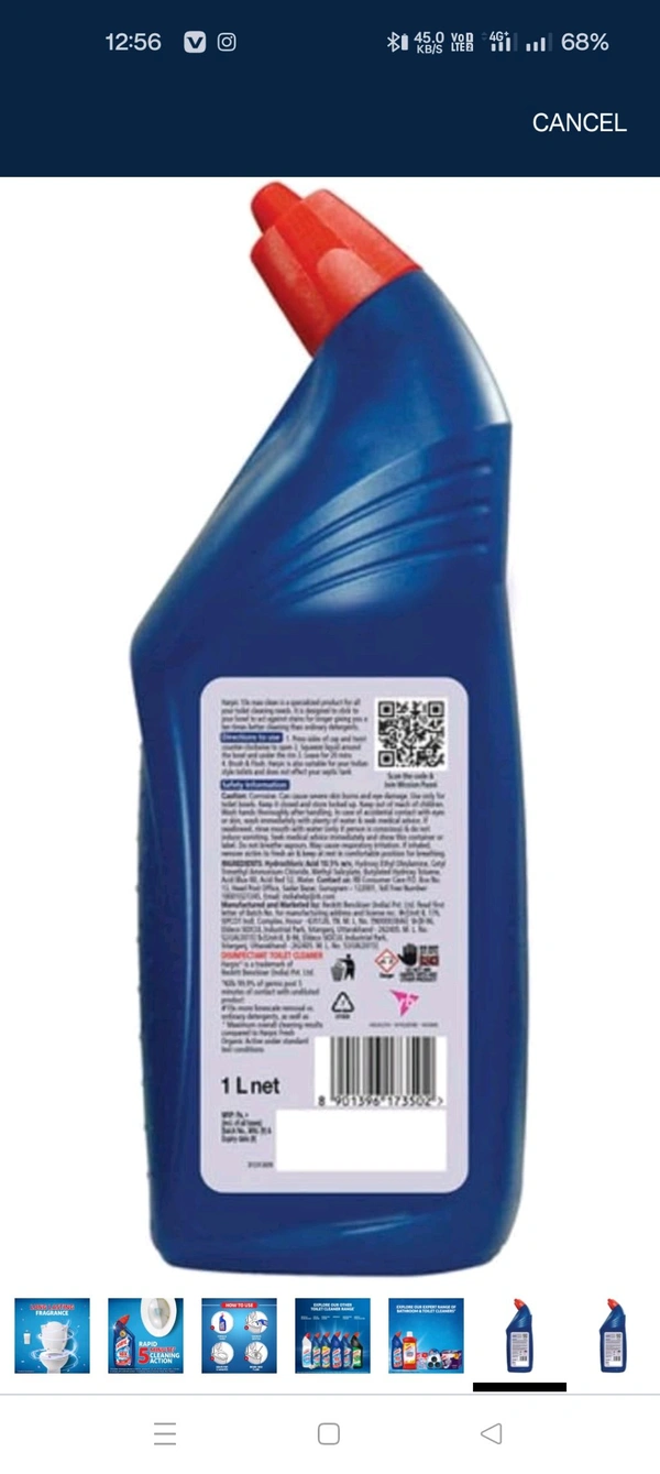 Harpic 1 Litre (Pack of 3) - Original, Disinfectant Toilet Cleaner Liquid | Suitable for Toilet Bowls