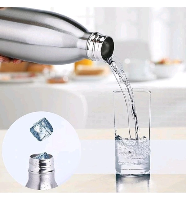 TRIBBO Stainless Steel Double Walled Vacuum Flask/Water Bottle, 24 Hours Hot and Cold, 1000 ml - Silver