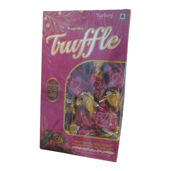 Kaprika Truffle MILKY COMPOUND CHOCOLATE WITH STRAWBERRY CREAM AND CRISPED RICE\Milk Chocolate with Cream of Strawberry and Cream of RiceImages for Representation Purpose Only