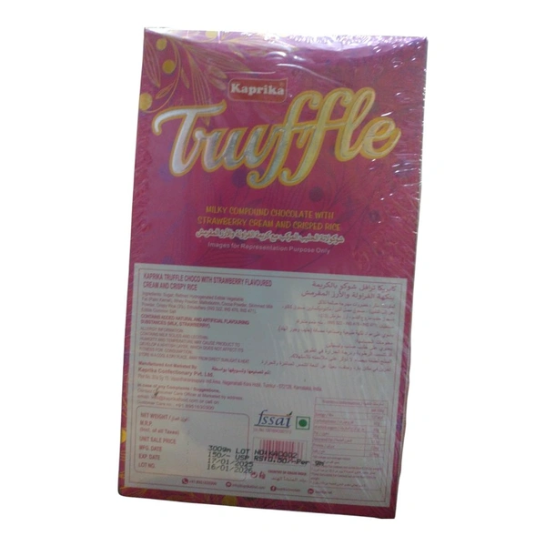 Kaprika Truffle MILKY COMPOUND CHOCOLATE WITH STRAWBERRY CREAM AND CRISPED RICE\Milk Chocolate with Cream of Strawberry and Cream of RiceImages for Representation Purpose Only