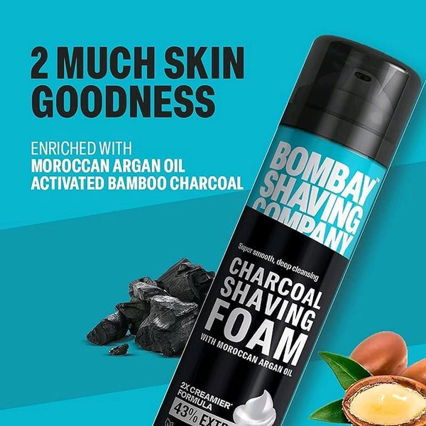 Bombay Shaving Company Charcoal Shaving Foam for Men, 425g (43% Extra) | More than 100 shaves | Activated Charcoal and Moroccan Argan Oil || Prime Exclusive Foam