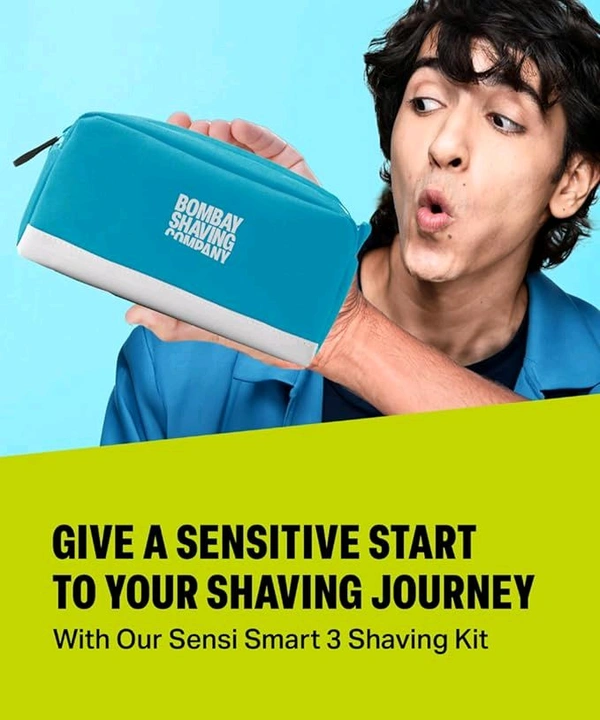 Bombay Shaving Company Sensi Smart 3 Shaving Kit For Men | Sensi Smart 3 Razor, Razor Cartridges, Charcoal Shaving Foam | Travel Bag | Shaving Kit For Sensitive Skin | Shaving Starter Kit | Travel Kit For Men