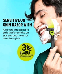 Bombay Shaving Company Sensi Smart 3 Shaving Kit For Men | Sensi Smart 3 Razor, Razor Cartridges, Charcoal Shaving Foam | Travel Bag | Shaving Kit For Sensitive Skin | Shaving Starter Kit | Travel Kit For Men