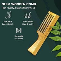 wooden comb  Pink Woolf Neem Wood Comb with Handle | Wide Teeth for Easy Detangling | Reduces Frizz & Enhances Hair Shine | Style Curly Hair | Natural, Eco-Friendly | Pack Of 1