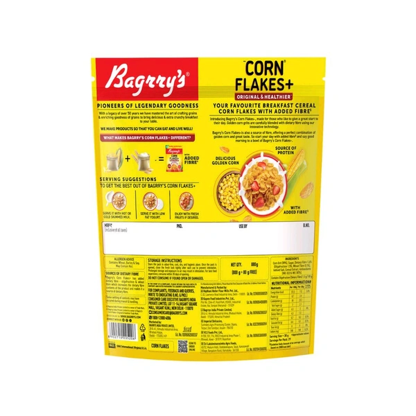 Corn Flakes Bagrrys Corn Flakes Plus Original Healthier - Added FibreShare.Net Qty: 800 g