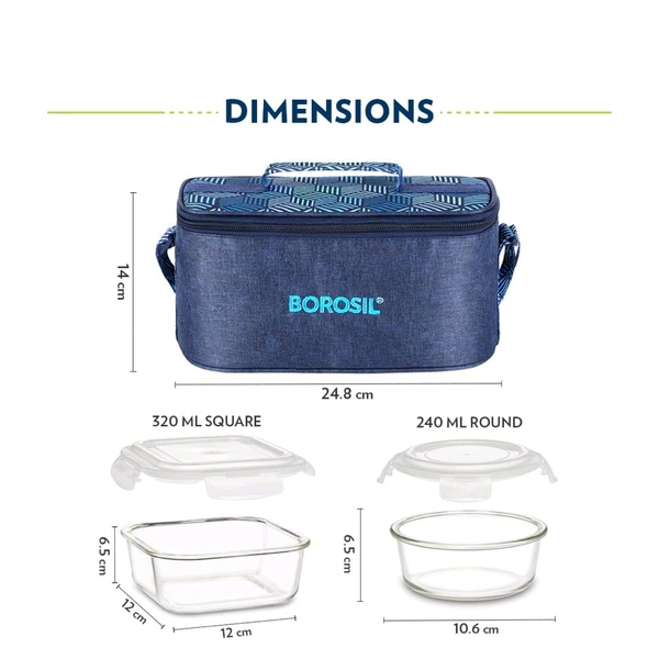 Lunch Box Borosil Foodluck Borosilicate Glass Lunch Box (Blue)