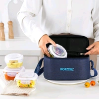Lunch Box Borosil Foodluck Borosilicate Glass Lunch Box (Blue)