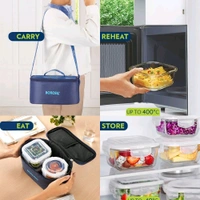 Lunch Box Borosil Foodluck Borosilicate Glass Lunch Box (Blue)