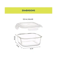Lunch Box Borosil Foodluck Borosilicate Glass Lunch Box, Vertical (320 ml, Blue)