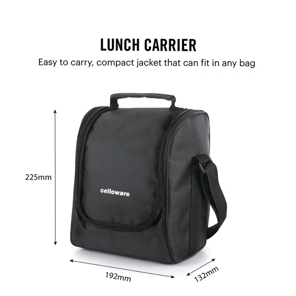 Cello MF All in One 6 Pcs Insulated Plastic Lunch Box with Bag (Black)