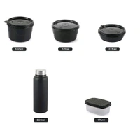 Cello MF All in One 6 Pcs Insulated Plastic Lunch Box with Bag (Black)