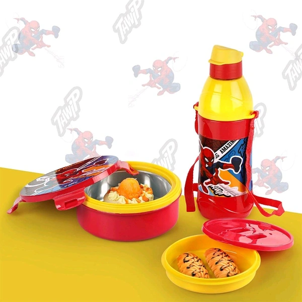 Cello Tiffy Spiderman Insulated Plastic Lunch Set for Kids (Multicolor)