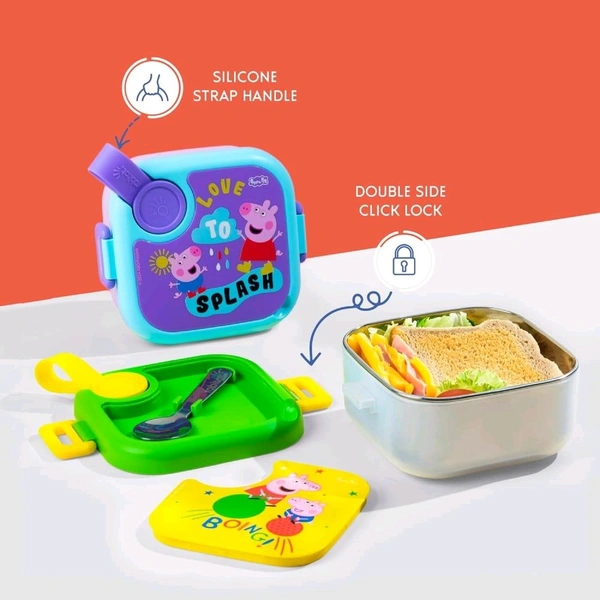 Rabitat Peppa Pig Mini Stainless Steel Lunch Box For Kids (500 ml)