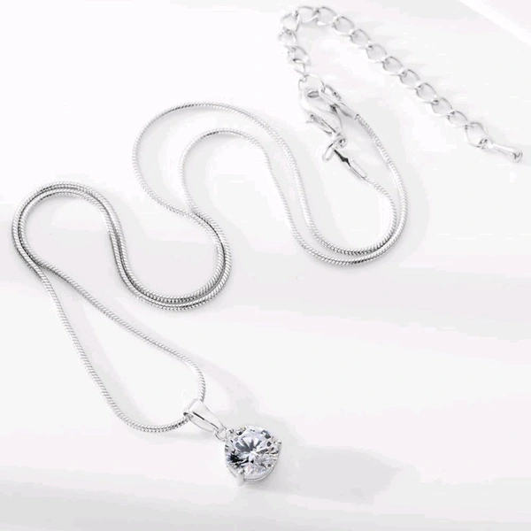 Jewellery  Designs & You Cubic Zirconia Studded Solitaire Contemporary Jewellery Set (Silver)