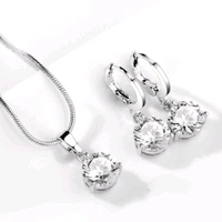Jewellery  Designs & You Cubic Zirconia Studded Solitaire Contemporary Jewellery Set (Silver)