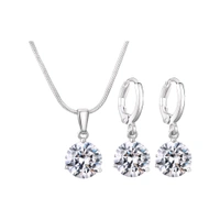 Jewellery  Designs & You Cubic Zirconia Studded Solitaire Contemporary Jewellery Set (Silver)