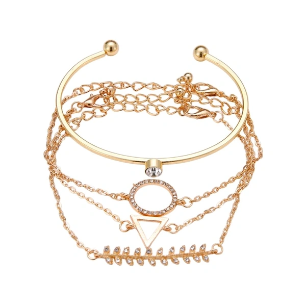 Jewellery  Jewels Galaxy Leaf & Geometric Contemporary Design Bracelet Set (Golden)