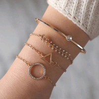 Jewellery  Jewels Galaxy Leaf & Geometric Contemporary Design Bracelet Set (Golden)