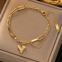 Jewellery  Designs & You Heart Charm Wraparound Bracelet (Golden)