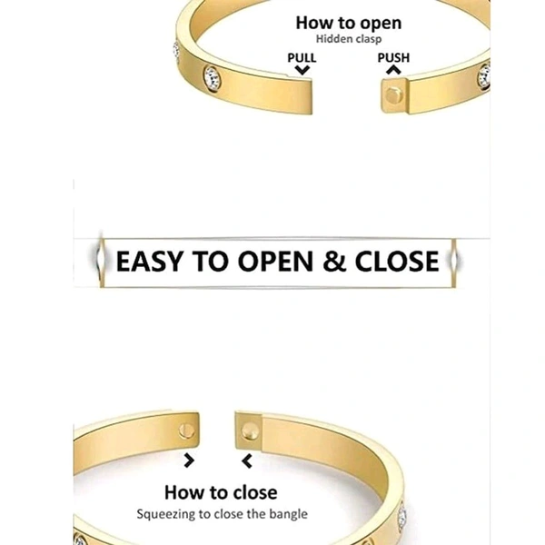 Jewellery  Designs & You Gold Plated AD Stone Studded Cuff Bracelet