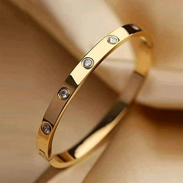 Jewellery  Designs & You Gold Plated AD Stone Studded Cuff Bracelet