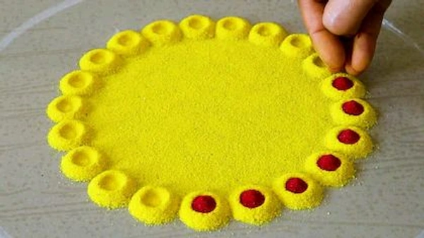 Multicolor Marble Rangoli Powder Colors - Orange, Purple, Green, Yellow, Red, 100 G Each (Pack Of 5) - 12mm X 12mm X 10mm