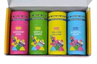Holi Gulal Colour - Yellow | Pink | Blue and Green Tesu Flower | Rose Petals | Marigold | Sandalwood | Maize Starch | Colour - Pack of 4 100grams x 4 - 4.1cm X 24cm 12cm