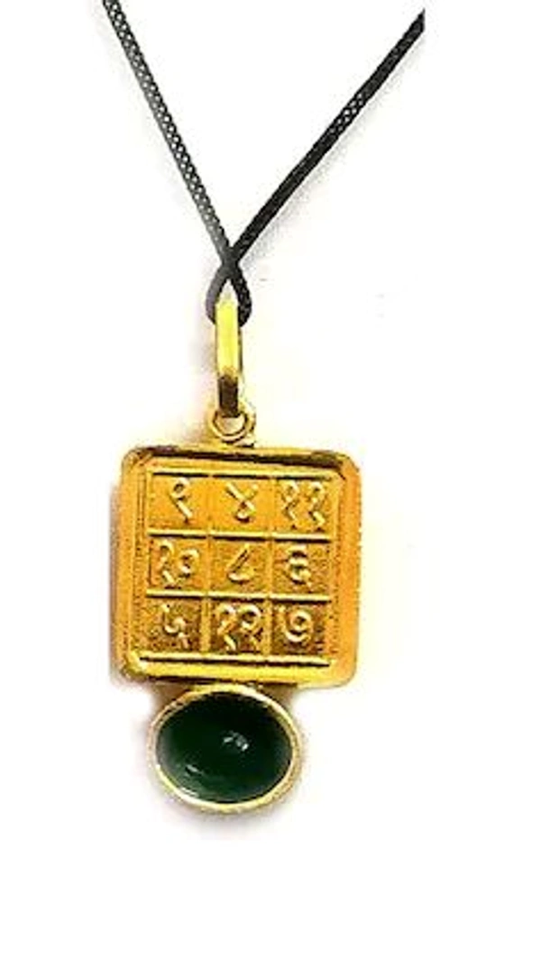 Astroghar Shree Lord Budh Mercury Graha Mantra Gold Plated Alloy Brass Yantra Pendant For Men And Women