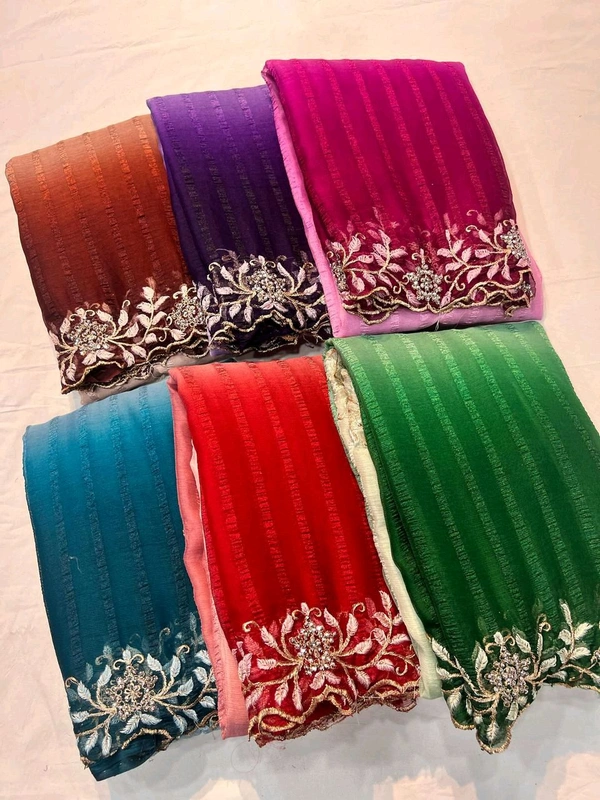 Sarees sarees with pretty embroidery with Dimond