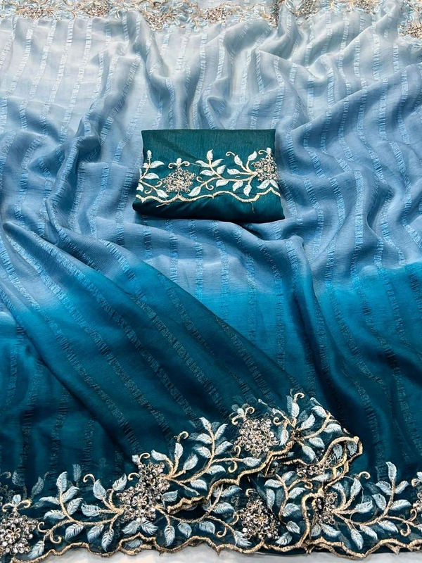 Sarees sarees with pretty embroidery with Dimond