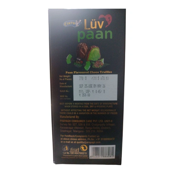 Cintu  Luv Paan Flavoured Choco Truffles 