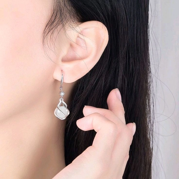 Korean Pearl Drop Earrings  - Silver
