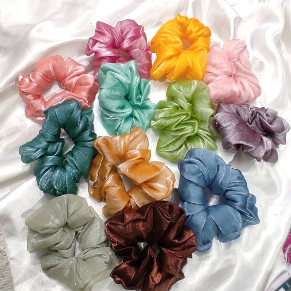 Soft Shimmer Premium Scrunchies (3 Pcs)