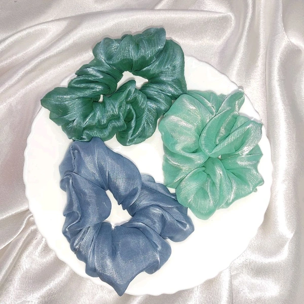 Soft Shimmer Premium Scrunchies (3 Pcs)