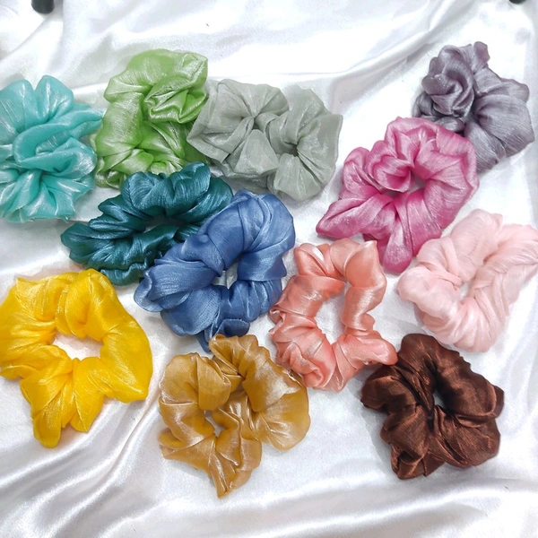 Soft Shimmer Premium Scrunchies (3 Pcs)