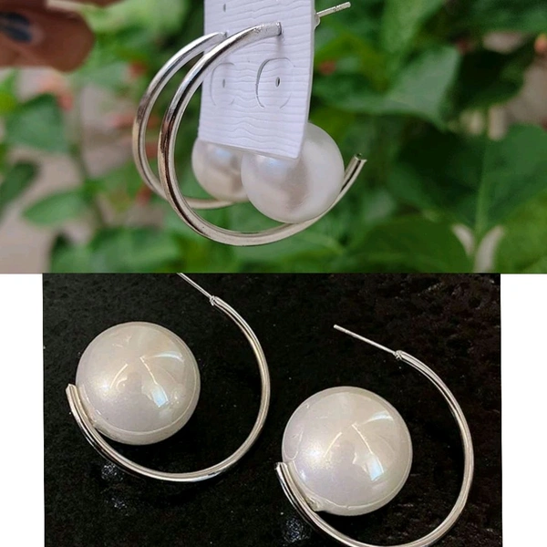 Single Pearl Hoops