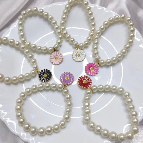 Flower charm bracelets (3 pcs) - Adjustable