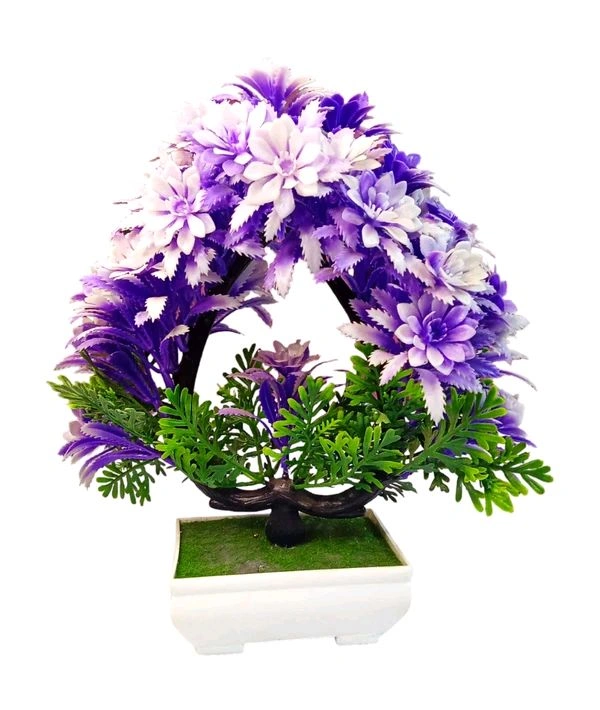 White & Purple Artificial Flower Pot Home Decoration 