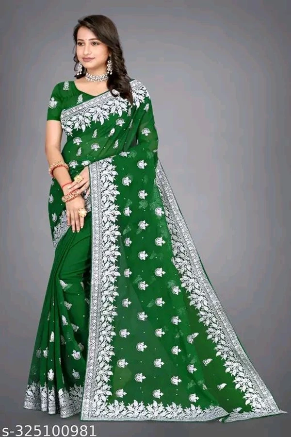 Full Silver Work Beautiful Georgette Saree