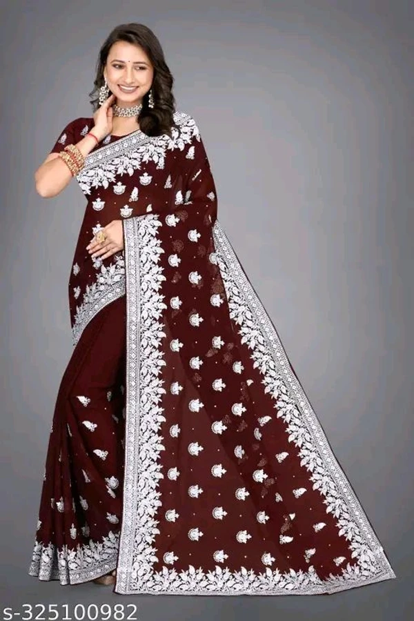 Full Silver Work Beautiful Georgette Saree