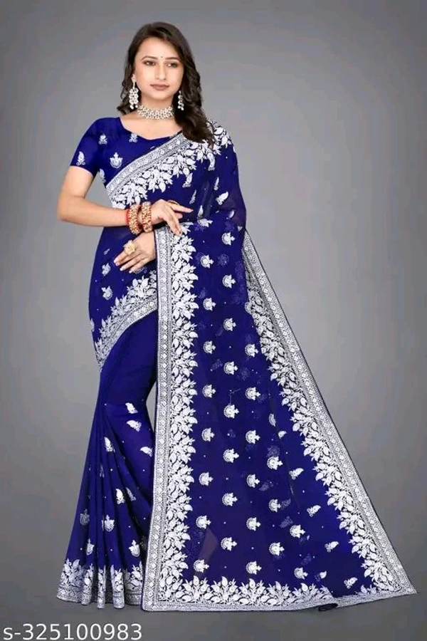 Full Silver Work Beautiful Georgette Saree